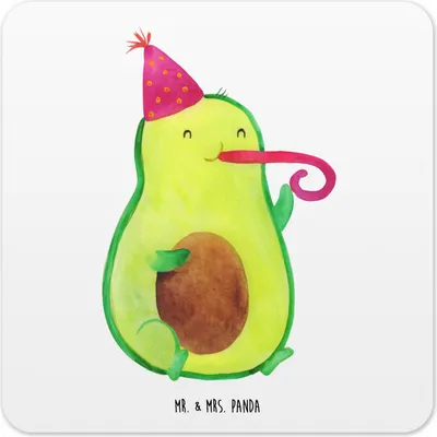 Produktbild von Mr. & Mrs. Panda Tischuntersetzer Avocado Feier 15er Set - Weiß - Geschenk, Coaster, Untersetzer für Gläser, Geburtstag, Tröte, Getränkeuntersetzer, Tassenuntersetzer