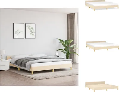 Produktbild von vidaXL Bettgestell mit Kopfteil Creme 180x200 cm Stoff - Betten & Bettgestelle