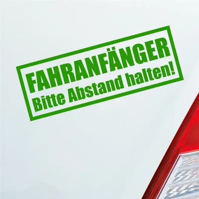 Produktbild von Auto Aufkleber Achtung Fahranfänger Spruch Fahrschule 20x7 cm Hellgrün Sticker Heckscheibenaufkleber