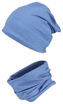 Zdjęcie produktu dla Zestaw 2 sztuk: czapka typu beanie i szalik typu tube dla chłopców marki TupTam, kolor: dżinsowy, rozmiar czapki: 56