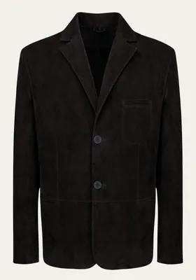 Produktbild von Lederjacke aus Lammveloursleder – Schwarz im Blazer-Stil - Größe: 3XL
