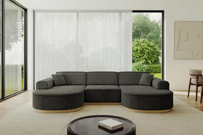 Produktbild von ALTDECOR Ecksofa in U-Form  MARI-U1-v2 - 303x171x83 cm Schwarz -  Corner Sofa Bett Eckcouch Couch L-Form Wohnlandschaft Cauchsofa