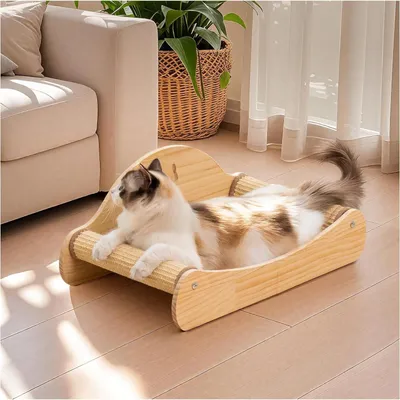Produktbild von Sisal-Kratzbaum für Katzen, natürliches Holz-Kratzmöbel für den Innenbereich