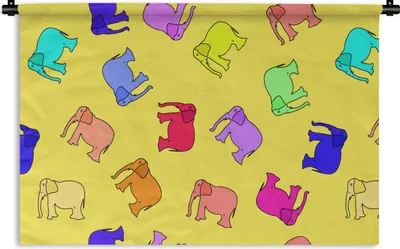 Produktbild von MuchoWow® Wandteppich Wandbehang Elefant - Gelb - Muster 60x40 cm Tapisserie Dekoration Wandtuch - Wanddekorationen