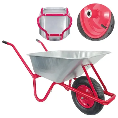 Produktbild von Matrix Marken Schubkarre groß Schubkarren 100l 250kg Luftrad Bauschubkarre rot