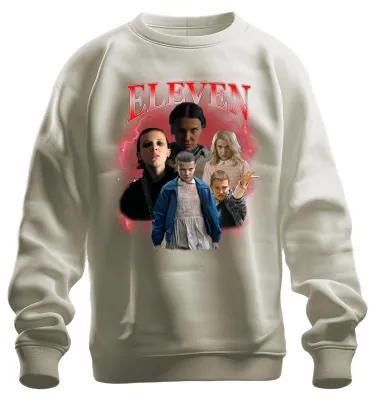 Immagine prodotto di ELEVEN Elfie Stranger series fan gift 80s retro Hawkins 90s bootleg pullover felpa unisex, natura, S