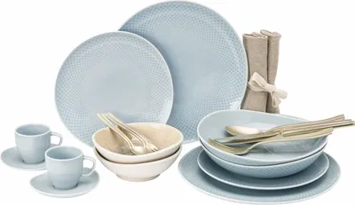 Imagen del producto de Rosenthal Set 24-tlg./Espresso Junto Opal Green/Dune Porzellan Grün-Beige 10540-405210-28729