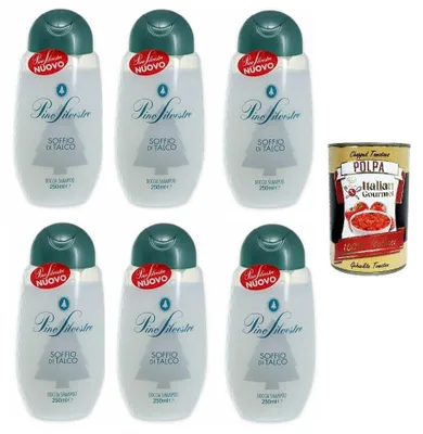 Produktbild von 6x Pino Silvestre Duschshampoo Soffio di Talco Puff of Talk 250 ml +Italian Gourmet polpa 400g