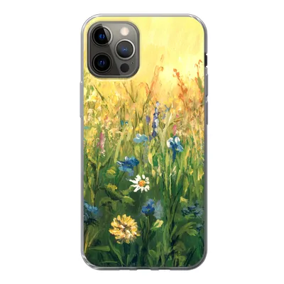 Produktbild von MuchoWow® Handyhülle Schutzhülle Hülle für iPhone 12 Pro Blumen - Aquarell - Sonne Silikon Softcase Handy Hülle - Abdeckung