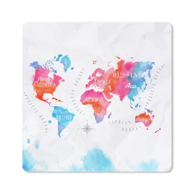 Produktbild von MuchoWow® Mauspad Mousepad Weltkarte - Farben - Aquarellfarben 30x30 cm - Mousepads - Maus Mat - Pad - Mausunterlage - Gaming