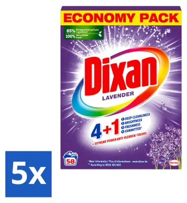 Produktbild von 5 x Dixan Waschpulver und Fleckentferner - Lavendel - Für Weißes und Buntes - Vorteilspackung - 5 Stücke