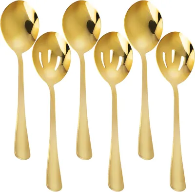 Produktbild von Servierlöffel Set 6-teilig, 22 cm, 3 Servierlöffel, 3 Schöpflöffel, Edelstahl, Buffet