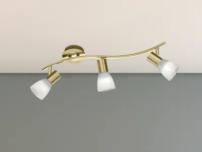 Produktbild von 3 flammiger LED Deckenstrahler für Innen schwenkbar Messing matt Wohnzimmerlampe