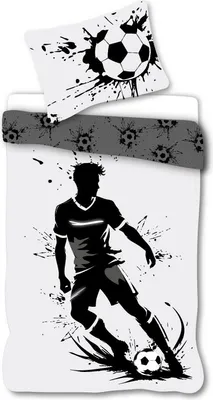 Produktbild von Bettwäsche Fußball Spieler Schwarz Weiß 135 x 200 cm, 100 % Baumwolle