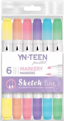 Productafbeelding van Interdruk schetsmarker, dubbelzijdig, pastelkleuren, 6 kleuren