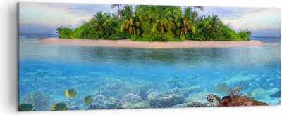 Produktbild von Bild auf Leinwand - Leinwandbild - Strand lagune wasser ozean - 140x50cm - Wand Bild - Wanddeko - Leinwanddruck - Bilder - Kunstdruck - Wanddekoration - Leinwand bilder - Wandkunst - AB140x50-2686