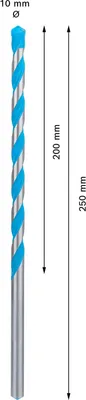 Immagine prodotto di Bosch EXPERT CYL-9 Punta per costruzioni multiple, 10 x 200 x 250 mm, d 10 mm. Per trapani a rotazione e a percussione