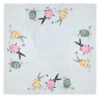 Produktbild von Tischwäsche Stickerei Ostereier Osterhasen Tischdecke Tischdeko 85 x 85 cm
