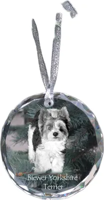 Zdjęcie produktu dla Biewer Yorkshire Terrier - kryształowa bombka ze zdjęciem, zdjęcia psa w krysztale, personalizowana zawieszka na choinkę marki Art-Dog
