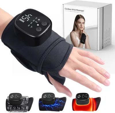 Produktbild von EMS Handmassagegerät mit Wärme & Luftdruck, elektrisches Handgelenk Massagegerät zur Muskelentspannung & Regeneration, 4 Programme & kabellos
