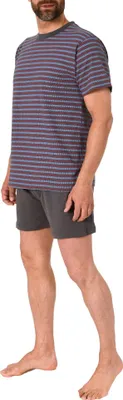 Produktbild von Herren Schlafanzug kurzarm Pyjama Shorty in lässiger Streifenoptik - 122 105 10 873 ; grau , 54