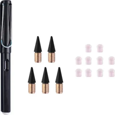 Produktbild von Ewiger Bleistift Schwarz 14 cm, kein Anspitzen, kein Nachfüllen, Set mit 5 Spitzen und 10 Radierern