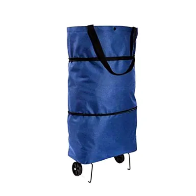 Produktbild von 2in1 Einkaufstasche und Einkaufsroller Blau Klappbar Einkaufstrolley Shopping Trolley Tragetasche Einkaufswagen
