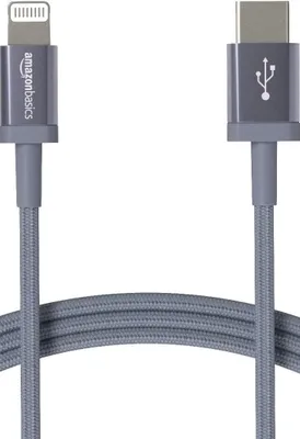 Immagine prodotto di Amazonbasics Cavo Usb C A -- Cavo di ricarica in nylon intrecciato Mfi --es Iphone 13 12 11 Xs Xr 8 Grigio Scuro 1,8 M Compatibile Smartphone
