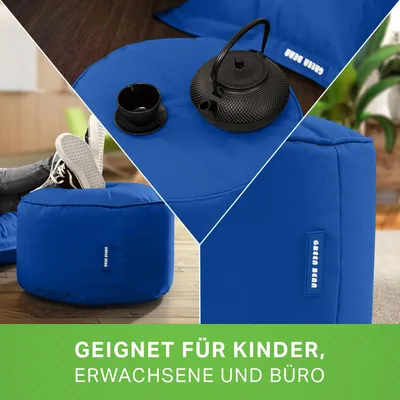 Produktbild von Green Bean® Sitzsack-Hocker "Stay" 45x25cm mit EPS-Perlen Füllung - Fußhocker Sitz-Pouf für Sitzsäcke - Fußablage Sitzkissen Sitzhocker Blau