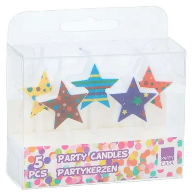 Image de Bougies de fête en forme d'étoile, 5 pièces