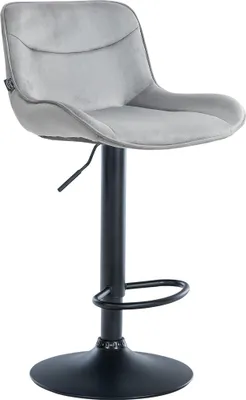 Produktbild von Barhocker RAGAD - Samt Grau 49x51x85 cm Schwarz | Barstuhl Höhenverstellbar Mit Lehne Drehbar Tresenhocker Tresenstuhl Kneipenhocker Kneipenstuhl