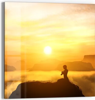 Produktbild von DEQORI Glasbild Echtglas 30x30 cm 'Stille Golddämmerung' Wandbild Bild modern Deko