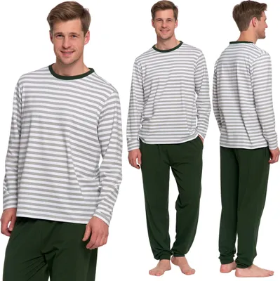 Produktbild von Herren Schlafanzug Zweiteilig Gestreiftes Hemd Und Lange Hose Moraj Xxl
