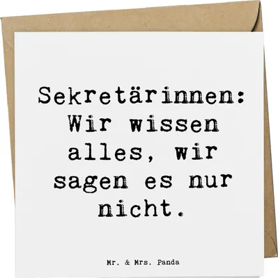 Produktbild von Mr. & Mrs. Panda Grußkarte Spruch Sekretärin Geheimnisträgerin - Weiß - Geschenk, Beruf, anlasskarte, Multitasking, Berufsleben, Klappkarte, Assistenz, Büroalltag