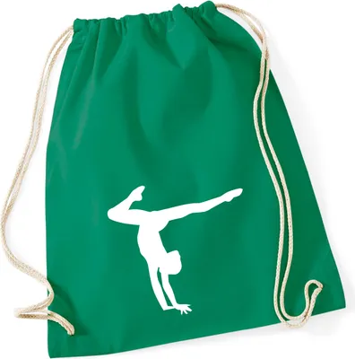 Produktbild von Huuraa Turnbeutel Turnen Gymnastik 12 Liter Kelly Green Baumwolle Rucksack Geschenkidee