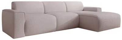 Image de Selsey Bouvi – Canapé d'angle, pouf à droite, beige, bouclé
