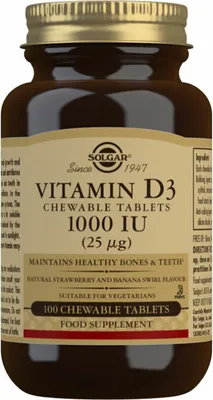 Produktbild von Vitamin D3 (Cholecalciferol) Solgar 1000 iu (100 Tabletten)