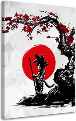 Produktbild von Leinwandbild goku und der rote mond anime 40x60 cm Feeby rot wandbild bereit zum aufhängen
