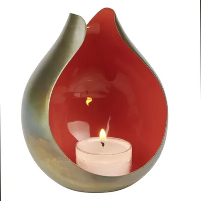 Produktbild von Calea Windlicht Eisen bronze-silber, innen kürbis H 13 cm, D 10 cm