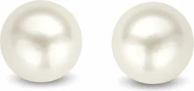 Produktbild von New Bling 9NB-0350 Silberne Ohrringe 4 mm Synthetische Perle – Ohrstecker – Perle – Silberfarben – Geschenk