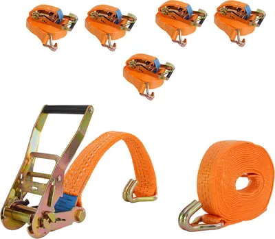 Produktbild von 5x Spanngurt mit Ratsche Zurrgurt 6m 3000kg 3to 2-tlg. 35mm / GS orange
