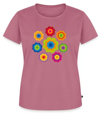 Produktbild von Spreadshirt 70er Jahre Hippie Flower Power Kostüm Blumen Fasching Frauen Premium T-Shirt, XS, Mauve