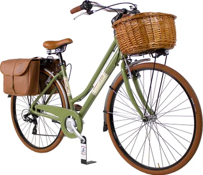 Produktbild von Dolce Vita by Canellini Fahrrad Citybike Frau Aluminium mit Korb und Tasche - Olivegrun M