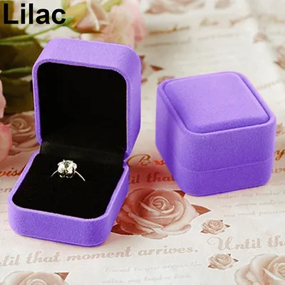 Produktbild von Samtschmuck-Halsketten-Ring-Ohrring-Anzeigen-Speicher-Organisator-Kasten-Kasten-Geschenk-Kasten-Lila