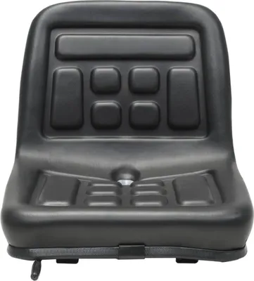 A black tractor seat shown from the front on a white background.