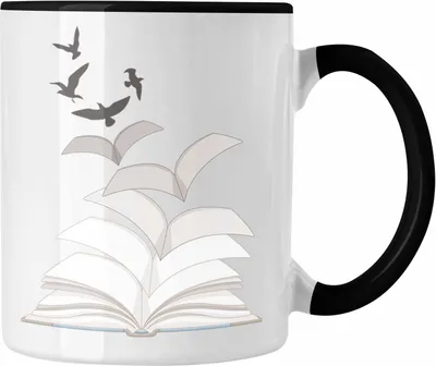 Produktbild von Trendation - Leseratte Geschenk Tasse Buch Grafik Bücher Lesen Bücherwurm Geschenk Spruch Lesen (Schwarz)