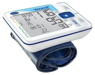 Immagine prodotto di Misuratore di pressione Veroval per il polso: misuratore di pressione per una misurazione facile e veloce, in grado di rilevare l'aritmia cardiaca