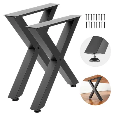 Image de VEVOR - Lot de 2 patins de table 760 x 750 mm, piètement en X 1 000 kg, pieds de table en acier au carbone, pieds de meuble, structure de table, pieds de table pour bureaux, tables basses, tables à manger, noir