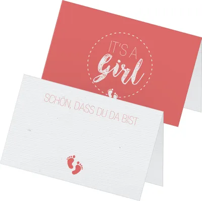 Produktbild von itenga 24x Tischkarten "It s a girl / Schön dass du da bist" altrosa