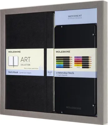 Produktbild von MOLESKINE Skizzen-Set Aquarell Skizzenbuch L/A5 + 12 Stifte